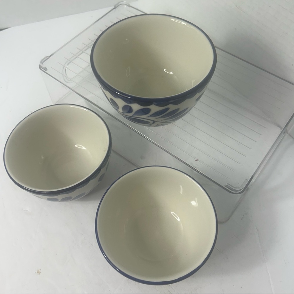 Pottery Barn Anfora Puebla Ceramic Condiment Bowls Set Hokes 8 Oz Made in Mexico - Picture 3 of 6